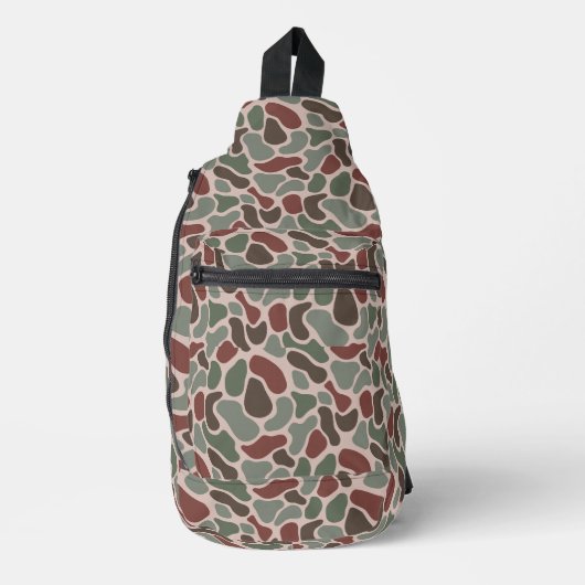 Retro Camo (rot grün) Crossbody Bag (Vorderseite)