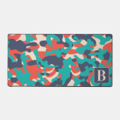 Retro Camouflage Aquamarin Orange Blue Personalize Schreibtischunterlage (Vorderseite)