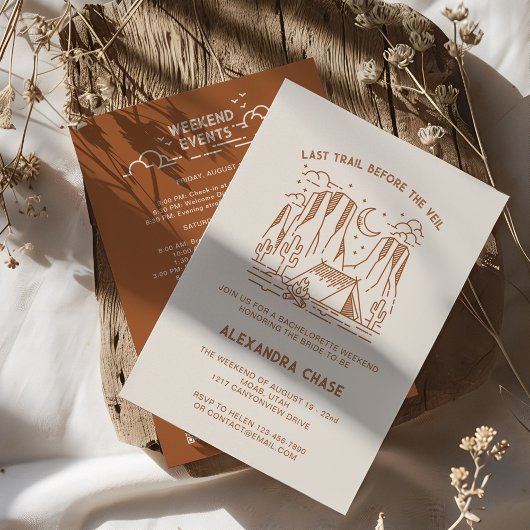 Retro Camp Bachelorette Ausflugswoche Einladung