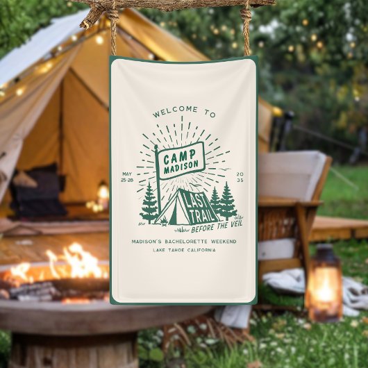 Retro Camp Bachelorette Camping Wochenende Banner