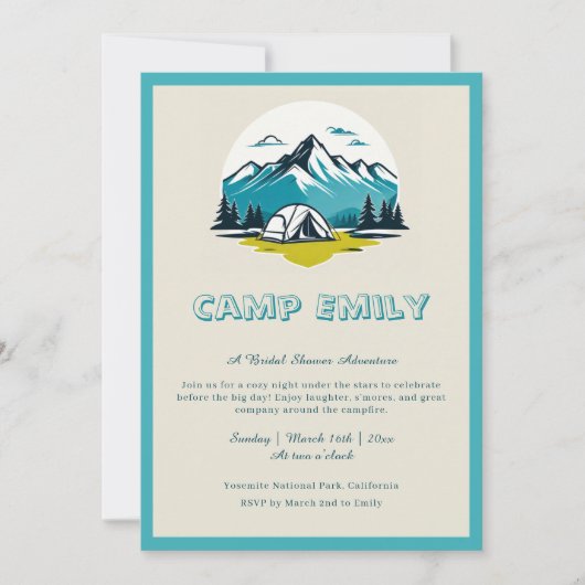 Retro Camp Bride Bridal Dusche Einladung (Vorderseite)