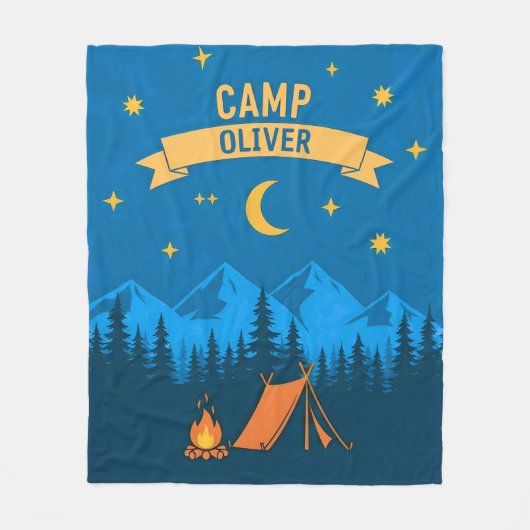 Retro Camp Night Adventure Fleecedecke (Vorderseite)