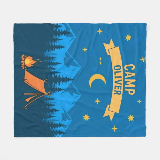 Retro Camp Night Adventure Fleecedecke (Vorderseite (Horizontal))