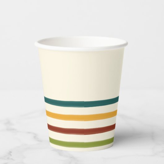 Retro Camp Striped Paper Cups Summer Party Pappbecher (Vorderseite)