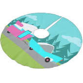 Retro Camper-/Anhänger-und Auto-Baum-Rock Polyester Weihnachtsbaumdecke (Schrägansicht)