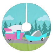 Retro Camper-/Anhänger-und Auto-Baum-Rock Polyester Weihnachtsbaumdecke (Vorderseite)