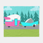 Retro Camper-/Anhänger-und Auto-Fleece-Decke Fleecedecke (Vorderseite (Horizontal))