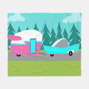 Retro Camper-/Anhänger-und Auto-Fleece-Decke Fleecedecke