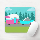 Retro Camper/Anhänger und Auto Mousepad (Mit Mouse)