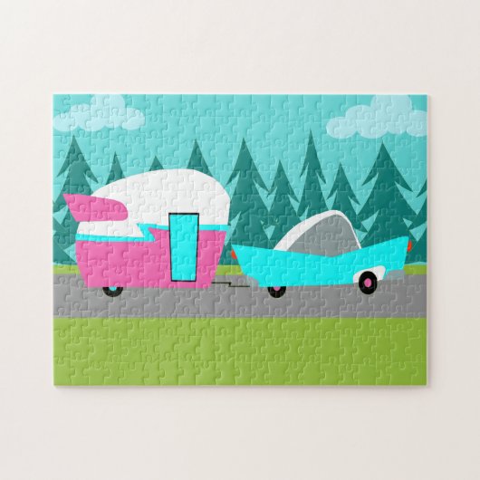 Retro Camper-/Anhänger-und Auto-Puzzlespiel Puzzle (Horizontal)