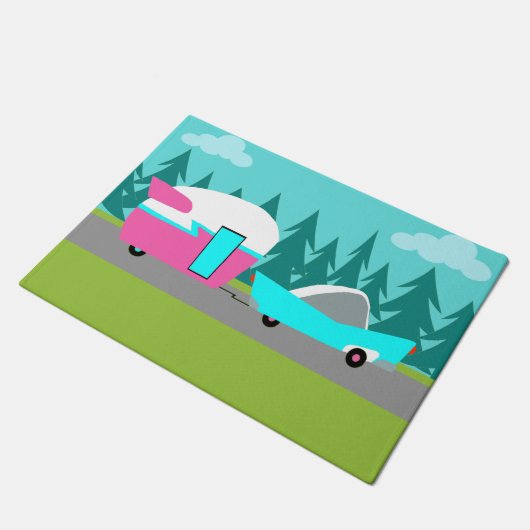 Retro Camper-/Anhänger-und Auto-Tür-Matte Fußmatte (Schrägansicht)