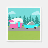 Retro Camper / Anhänger und Autopapier Napkins Serviette (Vorderseite)