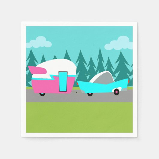 Retro Camper / Anhänger und Autopapier Napkins Serviette (Vorderseite)
