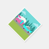 Retro Camper / Anhänger und Autopapier Napkins Serviette (Ecke)