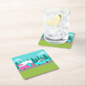 Retro Camper / Anhänger- und Autopapier-Untersetze Rechteckiger Pappuntersetzer (Vor Ort)