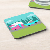 Retro Camper / Anhänger und Untersetzer (Linke Seite)