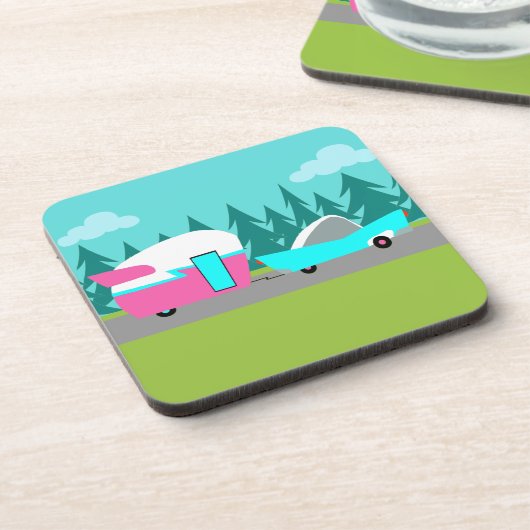 Retro Camper / Anhänger und Untersetzer (Linke Seite)