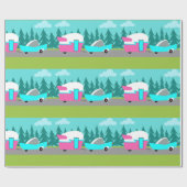 Retro Camper / Anhänger- und Wagenverpackungspapie Geschenkpapier (Flach)