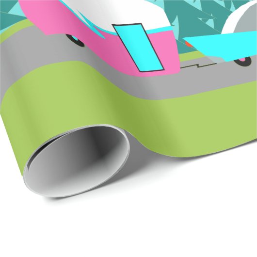 Retro Camper / Anhänger- und Wagenverpackungspapie Geschenkpapier (Rolleneckpunkt)