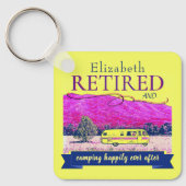 Retro Camper Camping glücklich immer nach Schlüsselanhänger (Vorderseite)