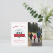 Retro Camper Camping Weihnachtsfeiertag Foto Feiertagspostkarte (Stehend Vorderseite)