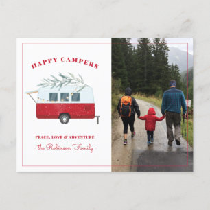 Retro-Camper Camping-Weihnachtsfeiertags-Foto Feiertagspostkarte