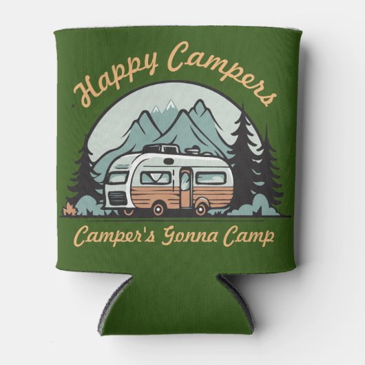 Retro Camper Illustration Camping kann kühler Dosenkühler (Vorderseite)