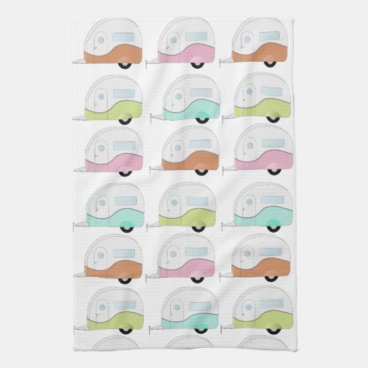 Retro Camper in den Pastellen Küchentuch (Vertikal)