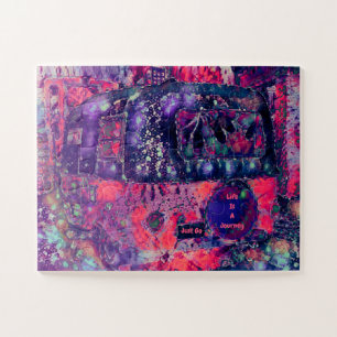 Retro-Camper Lila Rosa Hippie Boho Schick Puzzle
