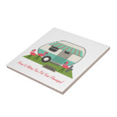 Retro Camper mit Flamingos Fliese (Seite)