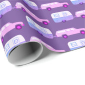 Retro Camper Motorhome Anhänger Pink Lila Geschenkpapier (Rolleneckpunkt)