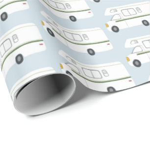Retro Camper Motorhome Blau-Packpapier Geschenkpapier