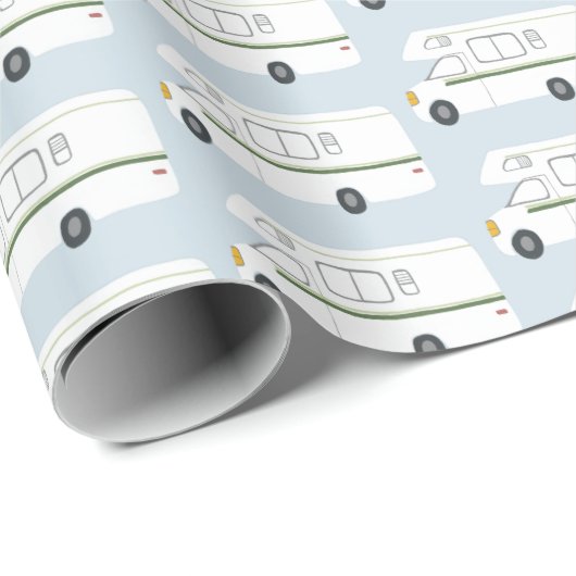 Retro Camper Motorhome blaues Packpapier (Rolleneckpunkt)