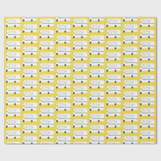 Retro Camper Motorhome gelbes Packpapier (Flach)