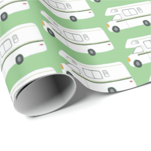 Retro Camper Motorhome grünes Packpapier