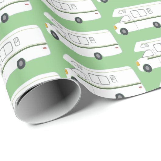 Retro Camper Motorhome grünes Packpapier (Rolleneckpunkt)