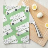 Retro Camper Motorhome RV grünes Küchentuch (Viertel Falte)