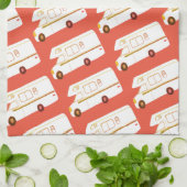 Retro Camper Motorhome RV rotes Küchentuch (Gefaltet)