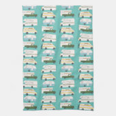 Retro Camper Motorhome RV Vanlife Aquamarin Geschirrtuch (Vertikal)