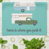 Retro Camper Motorhome RV Vanlife Aquamarin Geschirrtuch (Gefaltet)