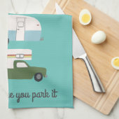 Retro Camper Motorhome RV Vanlife Aquamarin Geschirrtuch (Viertel Falte)