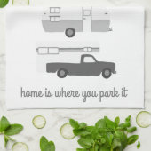 Retro Camper Motorhome RV Vanlife Grau White Geschirrtuch (Gefaltet)