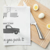 Retro Camper Motorhome RV Vanlife Grau White Geschirrtuch (Viertel Falte)