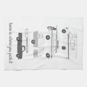 Retro Camper Motorhome RV Vanlife Grau White Geschirrtuch (Horizontal)