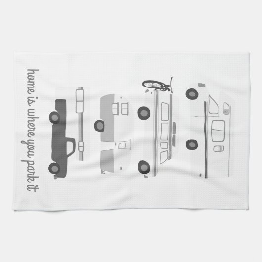 Retro Camper Motorhome RV Vanlife Grau White Geschirrtuch (Horizontal)