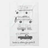 Retro Camper Motorhome RV Vanlife Grau White Geschirrtuch (Vertikal)