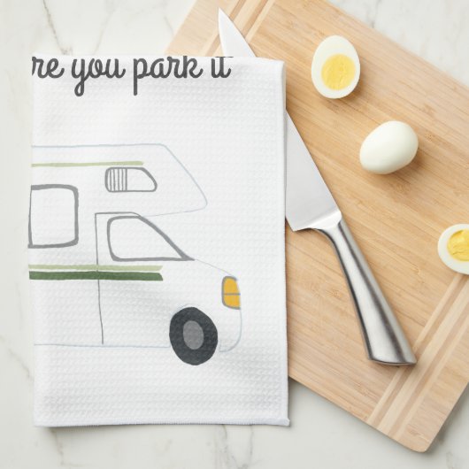 Retro Camper Motorhome RV Vanlife Green Geschirrtuch (Viertel Falte)