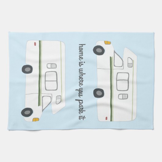 Retro Camper Motorhome RV Vanlife Green Geschirrtuch (Horizontal)