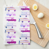 Retro Camper Motorhome RV Vanlife Lila Geschirrtuch (Viertel Falte)