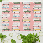 Retro Camper Motorhome RV Vanlife Pink Geschirrtuch (Gefaltet)